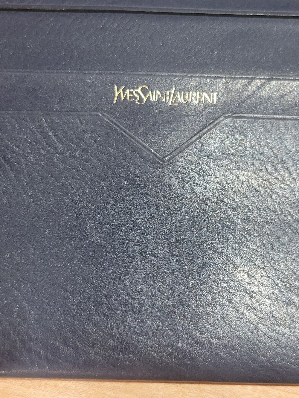 Yves Saint Laurent (YSL) Embossed Leather Wallet in Dark Navy - Picture 10 of 14